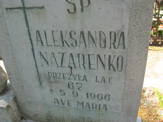 Aleksandra Nazarenko 1899 Międzyzdroje - Grobonet - Wyszukiwarka osób pochowanych